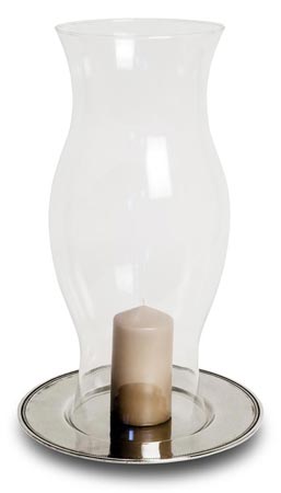 Windlicht, Grau, Zinn und Glas, cm h 50 &Oslash;18  plate &Oslash;32