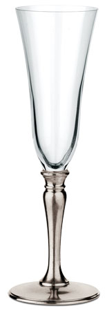 Tulip champagne glass, grey, Pewter and lead-free Crystal glass, cm h 23,5 x cl 17