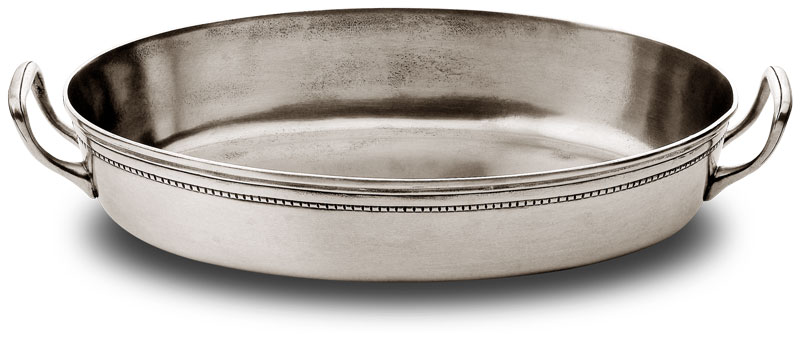 Centrotavola ovale, grigio, Metallo (Peltro), cm 36x25