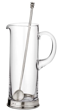 Caraffa cocktail + cucchiaio, grigio, Metallo (Peltro) e cristallo senza piombo, cm Ø10 x h27  lt. 1,50