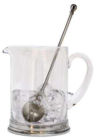 Caraffa acqua con cucchiaio, grigio, Metallo (Peltro) e cristallo senza piombo, cm h 16 lt 1