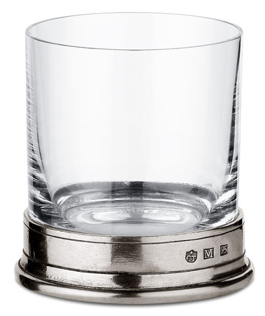 Verre à whisky, gris, étain et Cristal sans plomb, cm h 8,7 cl 24