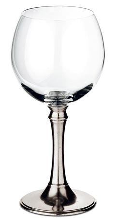 Bicchiere vino, grigio, Metallo (Peltro) e cristallo senza piombo, cm h 19 x cl 36
