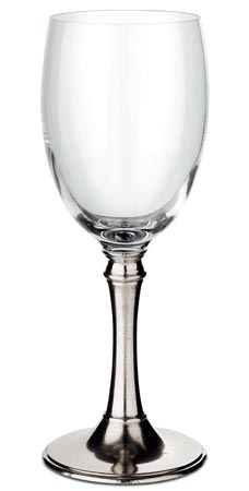 Bicchiere vino rosso, grigio, Metallo (Peltro) e cristallo senza piombo, cm h 21 x cl 30