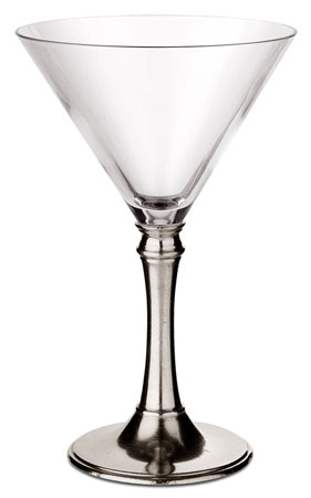 Verre à martini, gris, étain et Cristal sans plomb, cm h 18 x cl 21