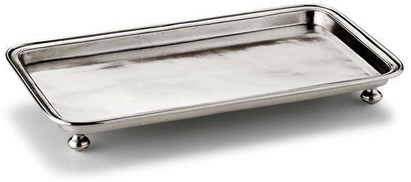 Vassoio con piedi, grigio, Metallo (Peltro), cm 37 x 22
