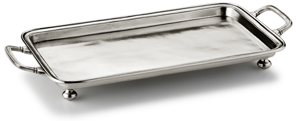 Crudites tray with handles, grey, Pewter, cm 37 x 22