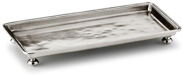 Vassoio con piedini, grigio, Metallo (Peltro), cm 29 x 13,5