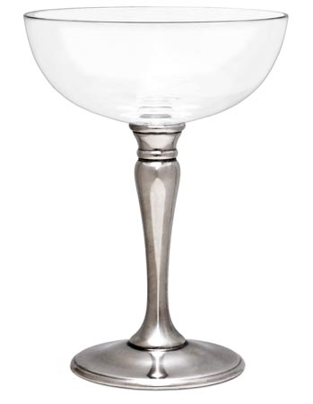 Champagne / cocktail cup, grey, Pewter and lead-free Crystal glass, cm h 14.5 cl 25