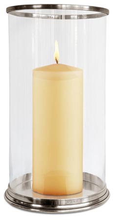 Metall Windlicht, Grau, Zinn und Glas, cm &Oslash;26 h 46
