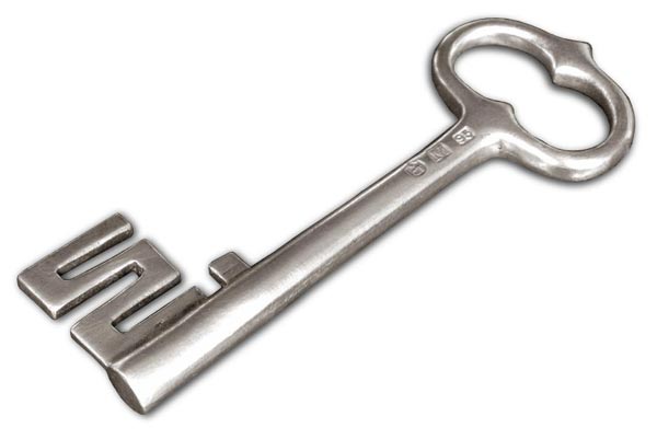 Schlüssel Briefbeschwerer, Grau, Zinn, cm 11