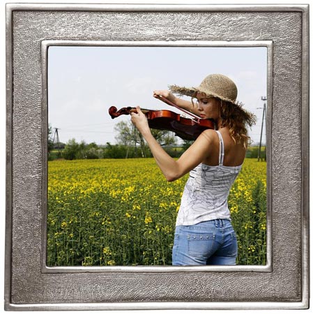 Fotoramme  (antikk look), grå, Tinn og Glass, cm 17,5x17,5 - photo format 13x13