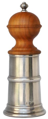 Pepper mill, grey and red, Pewter and Wood, cm h 20,5