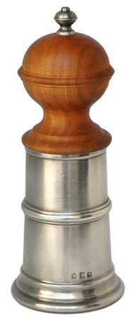 Pepper mill, grey and red, Pewter and Wood, cm h 20,5