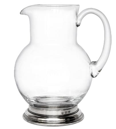 Glass pitcher, grey, Pewter and lead-free Crystal glass, cm h 22,5  lt 1,5