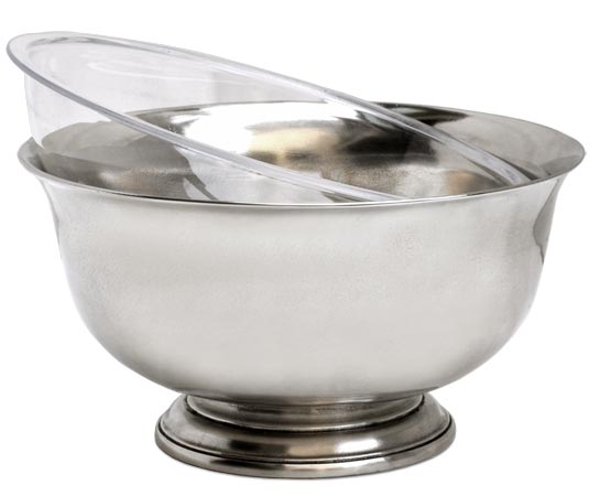 Footed bowl (with insert for flowers), grey, Pewter, cm Ø 21,5 h 11