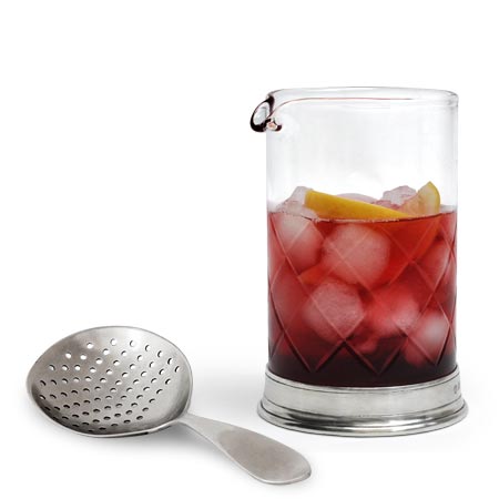 Bicchiere da miscelazione + colino, grigio, Metallo (Peltro) e cristallo senza piombo, cm Ø 9 x h 15,5 cl 70