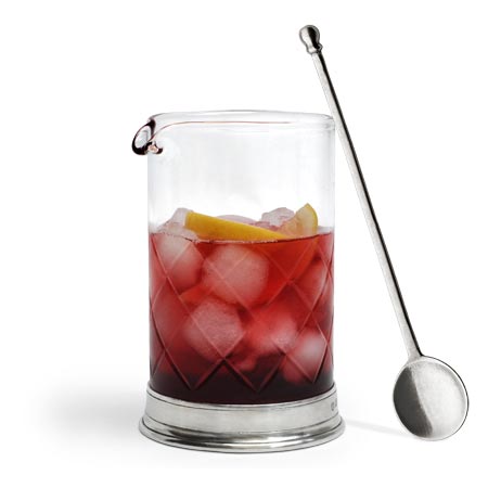 Bicchiere + cucchiaio da cocktail, grigio, Metallo (Peltro) e cristallo senza piombo, cm Ø 9 x h 15,5 cl 70