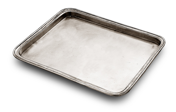 Rectangular tray, grey, Pewter, cm 24x19,5