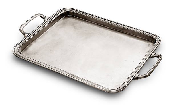 Rectangular handles tray, gri, Cositor, cm 24x19,5