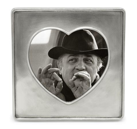 Heart in square frame, grey, Pewter and Glass, cm 13 x 13