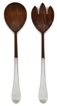 Serving set (walnut), grey and red, Pewter and Wood, cm 32