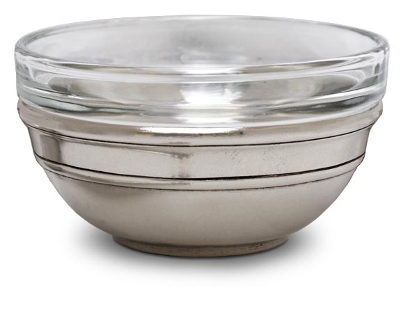 Condiment holder, grey, Pewter and Glass, cm &Oslash; 12 x h 6