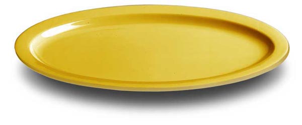 Δίσκος-πιατέλα κίτρινος, λευκό, πηλός, cm 34 x 23,5