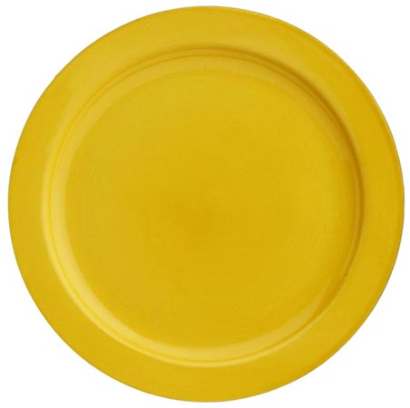 Πιάτο ρηχό μεγάλο-κίτρινο, λευκό, πηλός, cm Ø 27