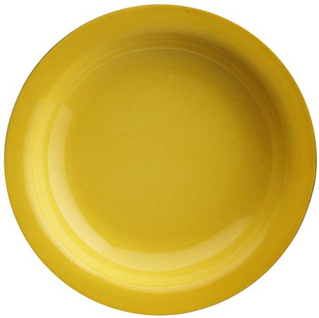Piatto fondo - giallo, bianco, Ceramica, cm Ø 21