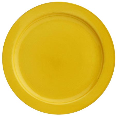 Plato llano - amarillo, blanco, Cerámica, cm Ø 24,5