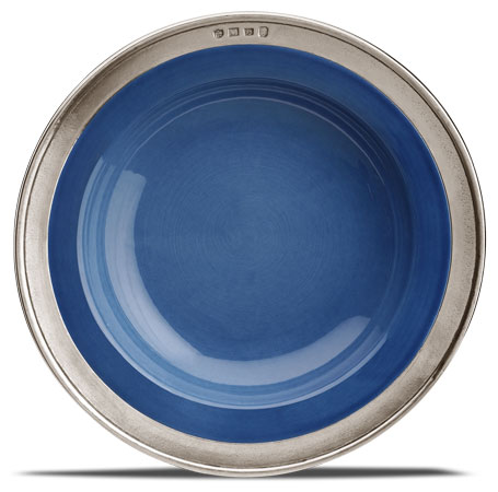 Soup / pasta bowl - blue, grey and blue, Pewter and Ceramic, cm &Oslash; 24