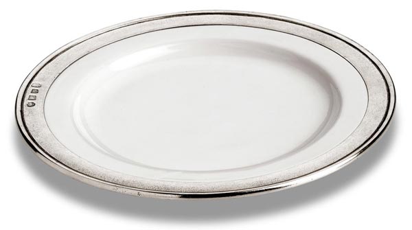 Salad / dessert plate, grey and White, Pewter and Ceramic, cm Ø 22