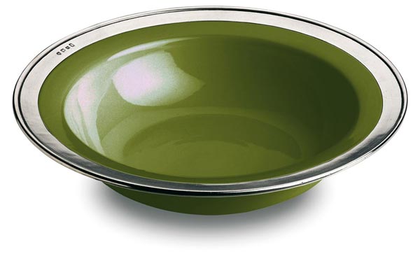 Тарелка сервировочная (блюдо, салатник), серый и зеленый, олова и керамический, cm Ø 30