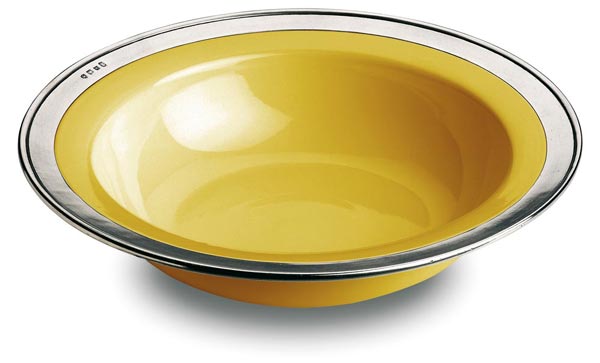 Round serving bowl - gold, grey and yellow, Pewter and Ceramic, cm Ø 30