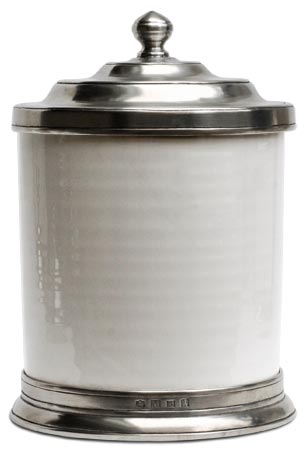 Kitchen canister, grey and White, Pewter and Ceramic, cm Ø16xh21,5 lt 1,4