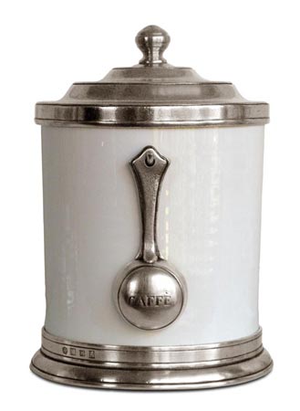 Barattolo cucina, grigio e bianco, Metallo (Peltro) e Ceramica, cm Ø16xh21,5 lt 1,4