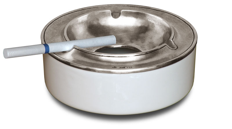 Smokeless ashtray, grey and White, Pewter and Ceramic, cm Ø 12.5