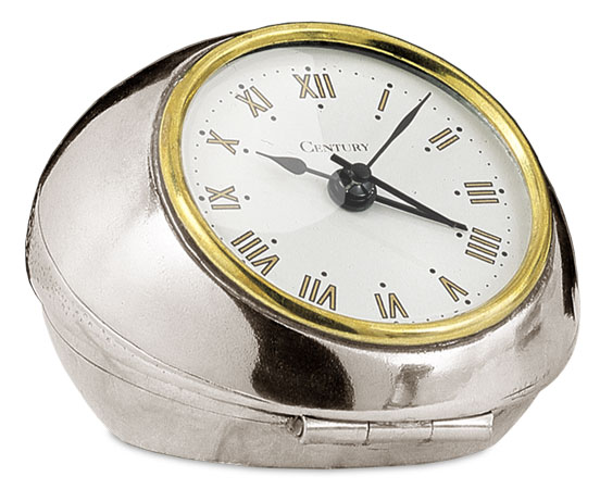Ρολόι ξυπνητήρι, Γκρι, κασσίτερος και γυαλί, cm 8,5x6