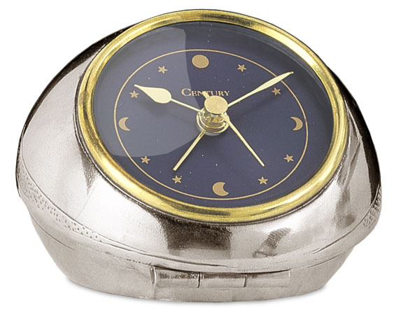Analoge Wecker Uhr mit batteriebetrieb, Grau und blu, Zinn und Glas, cm 8,5x6