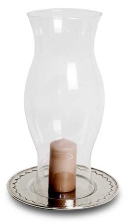 Windlicht, Grau, Zinn und Glas, cm h 50 &Oslash;18  plate &Oslash;32,5