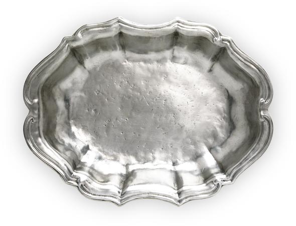 Oval bowl, grey, Pewter, cm 37 x 28