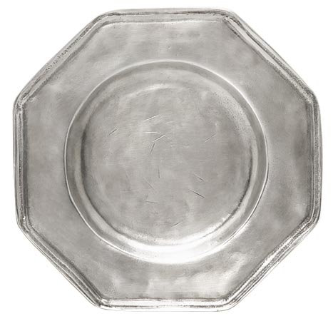 Dessous de Verre de style octogonal, gris, étain, cm Ø 17