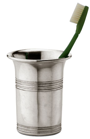 Bicchiere porta spazzolino, grigio, Metallo (Peltro), cm h 10