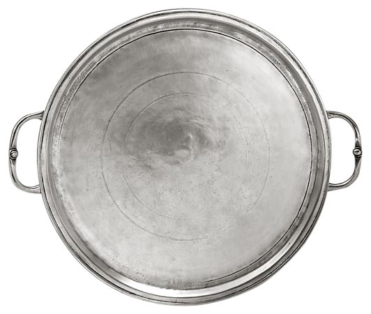 Round tray with handles, gri, Cositor, cm Ø 32