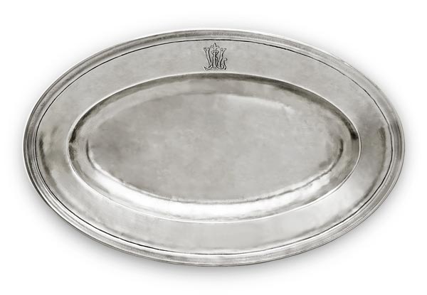 Oval platter, grey, Pewter, cm 48 x 30