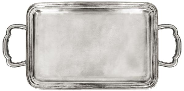 Rectangular handles tray, grey, Pewter, cm 27 x 17