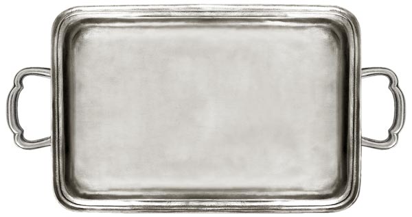 Rectangular handles tray, grey, Pewter, cm 33 x 22