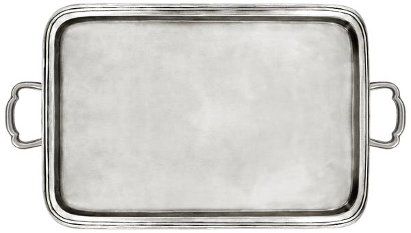 Vassoio con manici, grigio, Metallo (Peltro), cm 42 x 29