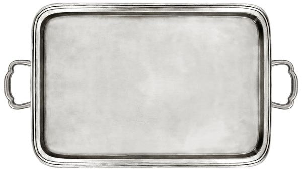 Rectangular handles tray, grey, Pewter, cm 42 x 29